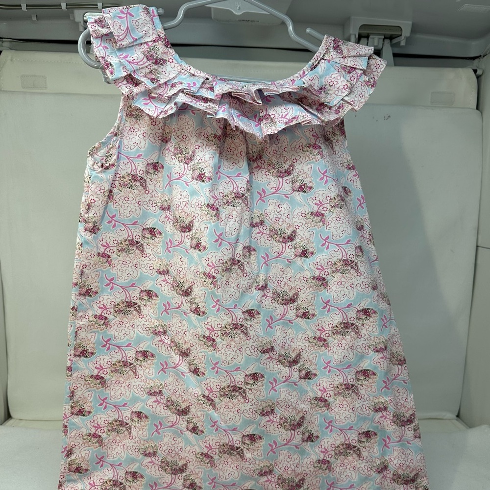 Girls Elephantito Floral Ruffle Dress - Pink and White Size 6